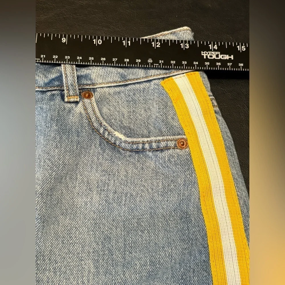 Topshop Blue and Yellow A-Line Mini Skirt